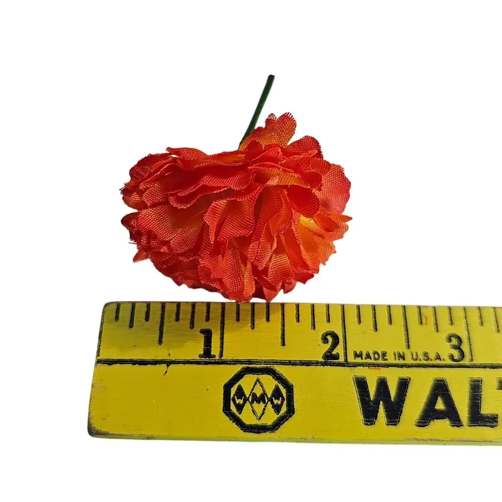 Orange Artificial Carnation Flower Bushes Faux Floral Greenery 11